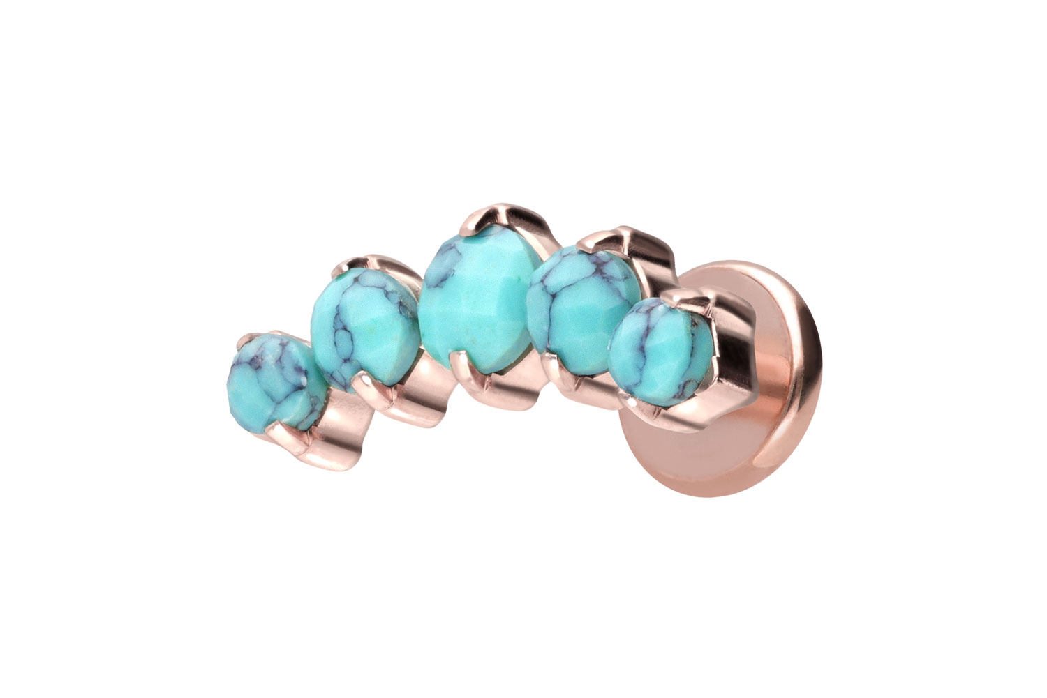 Titan Labret Piercing mit Innengewinde 5 SYNTHETISCHE TÜRKISE